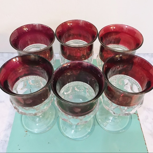 (6) VTG King’s Crown Thumbprint Goblets - Picture 3 of 6